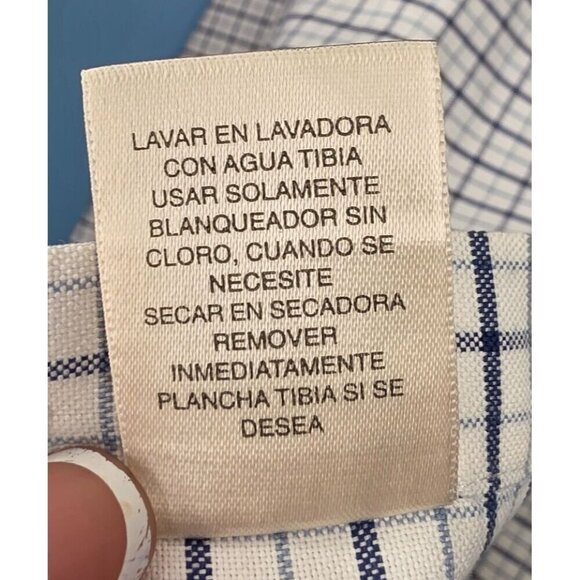 St. Johns Bay Iron-Free Medium Plaid Button-Down Shirt 100% Cotton White & Blue - Picture 2 of 16